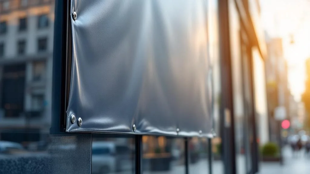 Banderole publicitaire PVC haute qualité avec œillets métalliques installée en extérieur