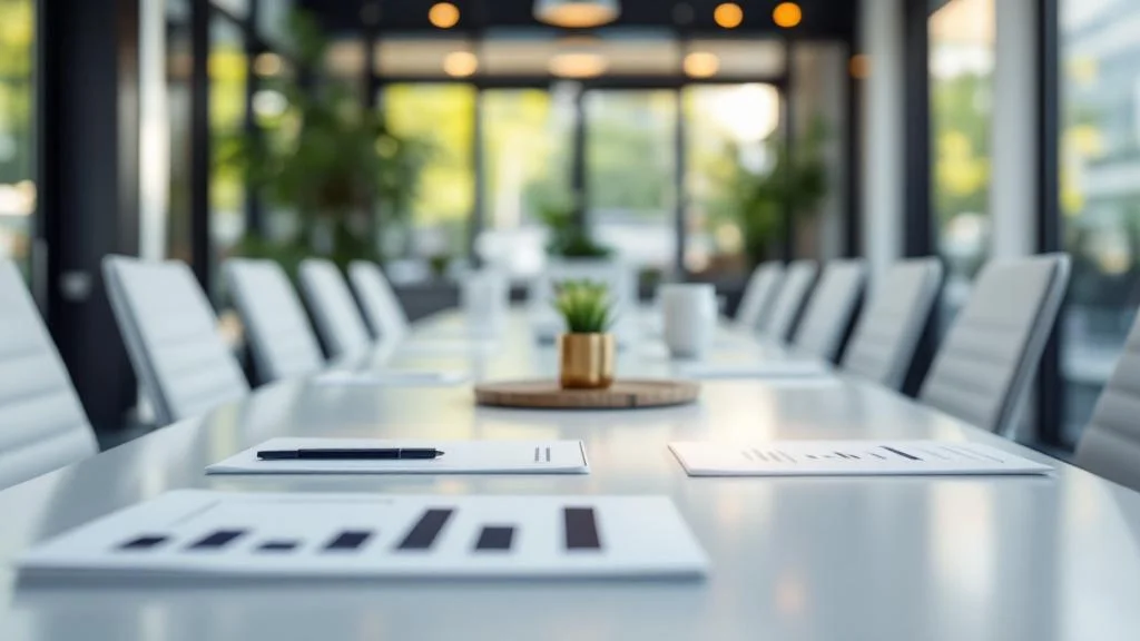 Organisation professionnelle d'événement entreprise avec matériel et supports de communication visuelle