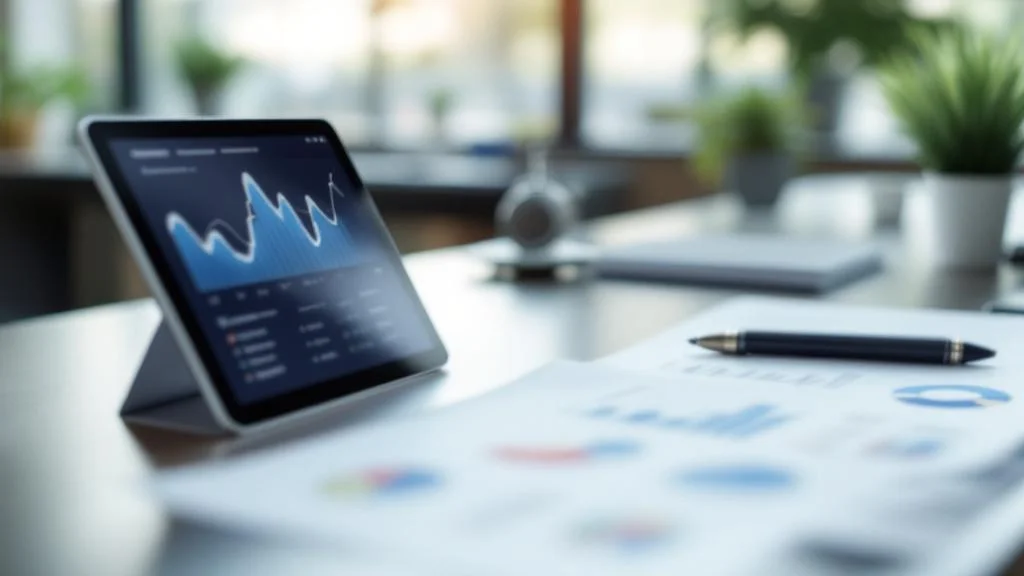 Bureau professionnel avec supports print et outils digitaux pour stratégie marketing phygitale