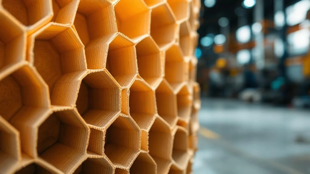 Structure alvéolaire du carton nid d'abeille 10mm montrant sa rigidité et résistance pour PLV professionnelle