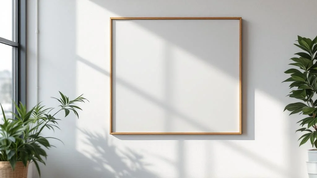 Impression toile décoration professionnelle sur châssis bois dans un intérieur moderne avec lumière naturelle