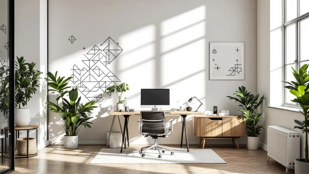 Adhésifs décoratifs muraux pour intérieur moderne avec motifs géométriques et design contemporain