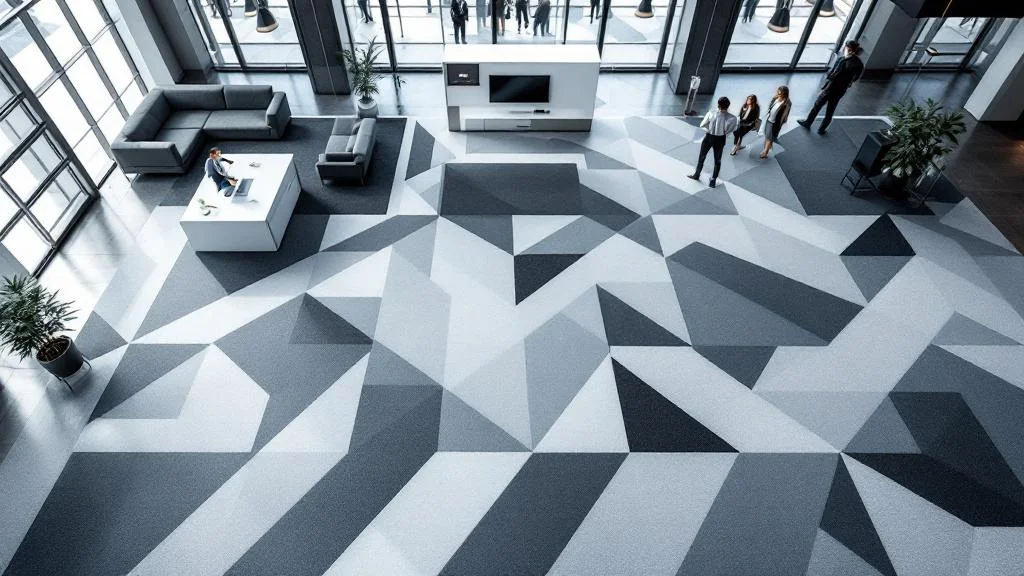 Moquette événementielle personnalisée installée sur stand professionnel lors d'un salon