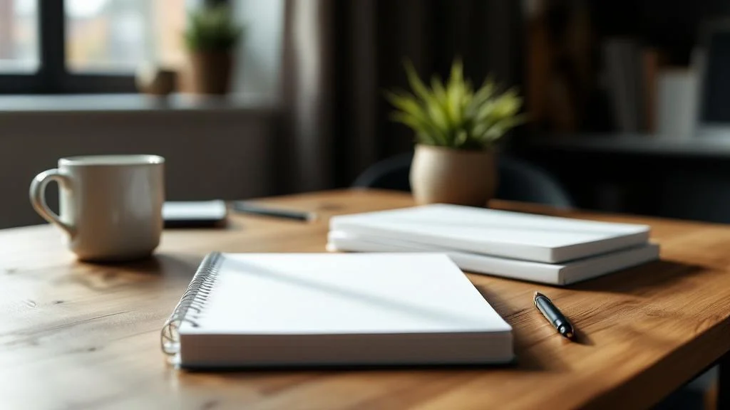 Bloc-notes personnalisés A4 A5 A6 avec reliure spirale sur bureau professionnel moderne