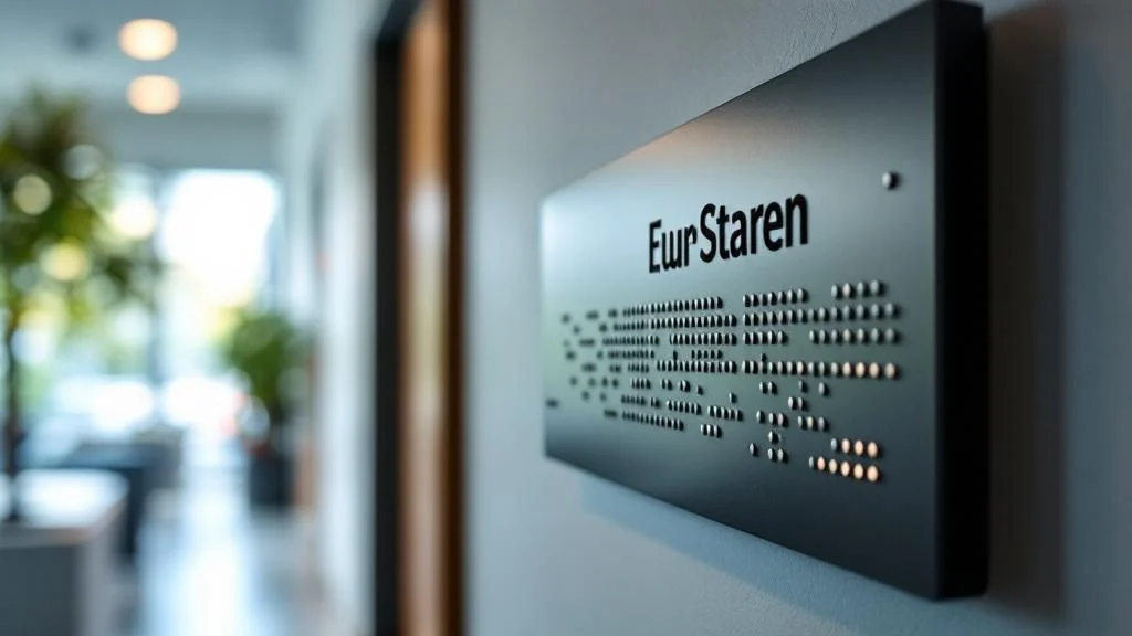 Panneau de signalétique tactile braille avec contraste élevé pour accessibilité en établissement recevant du public