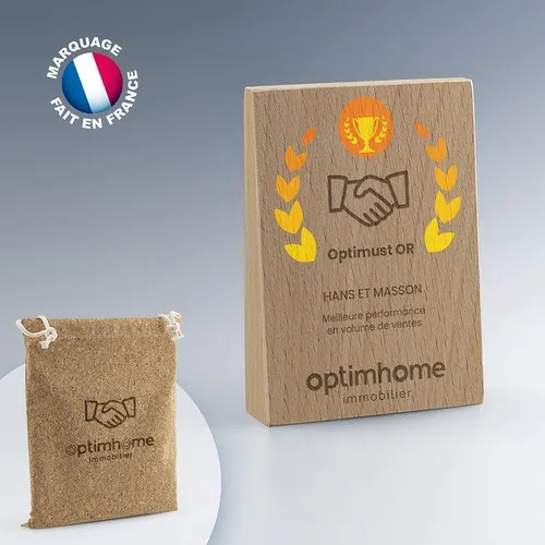 Trophée Trapèze en Bois de Hêtre Massif - Personnalisable