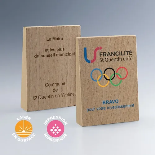 Trophée Trapèze en Bois de Hêtre Massif - Personnalisable