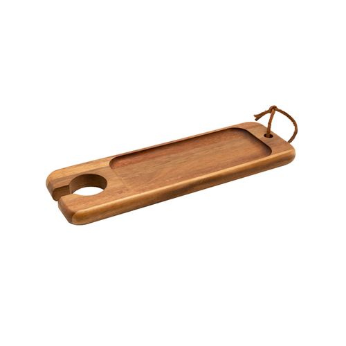 Planche apéro individuelle en acacia avec support verre personnalisable