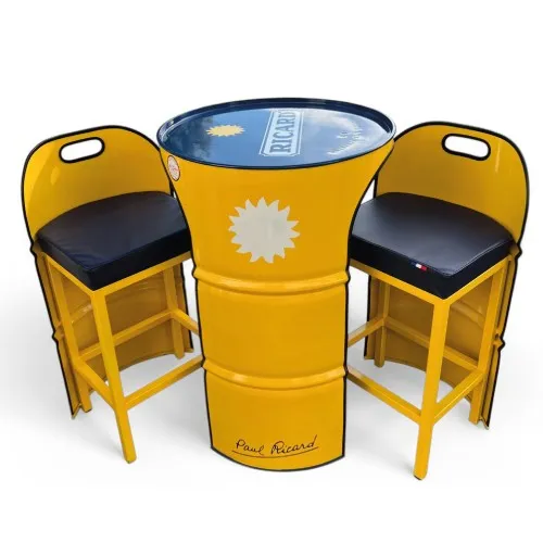 Kit Mobilier Bidon Métallique + 2 Tabourets - Personnalisable