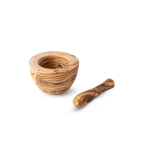 Mortier et Pilon en Bois d'Olivier Personnalisable - Cadeau d'Entreprise