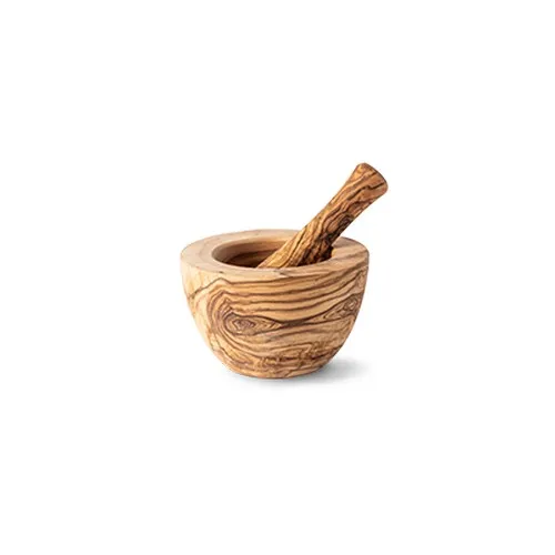 Mortier et Pilon en Bois d'Olivier Personnalisable - Cadeau d'Entreprise