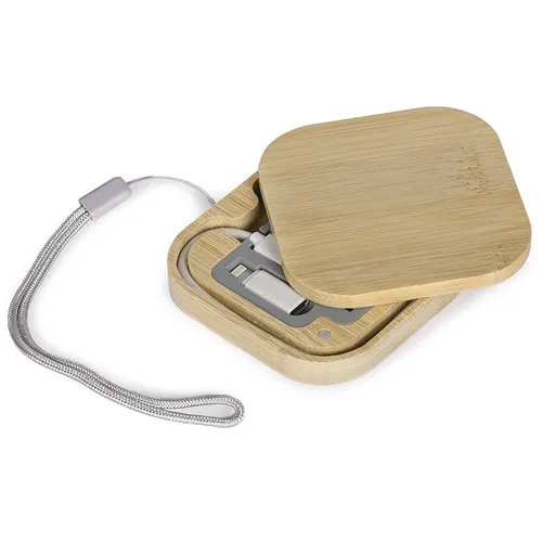 Câble de Charge Écologique Bambou avec Support Téléphone Personnalisable