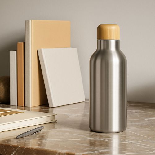 Gourde Inox 500ml Personnalisable - Design Bambou & Acier