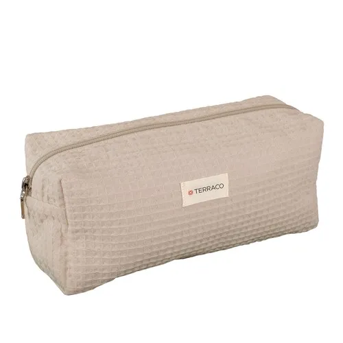 Trousse rectangulaire en coton nid d'abeille personnalisable