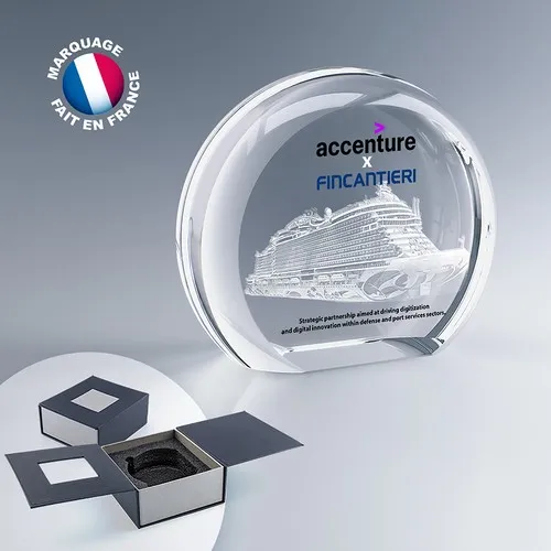 Trophée Rond en Verre Optique Personnalisable - Fabrication Express