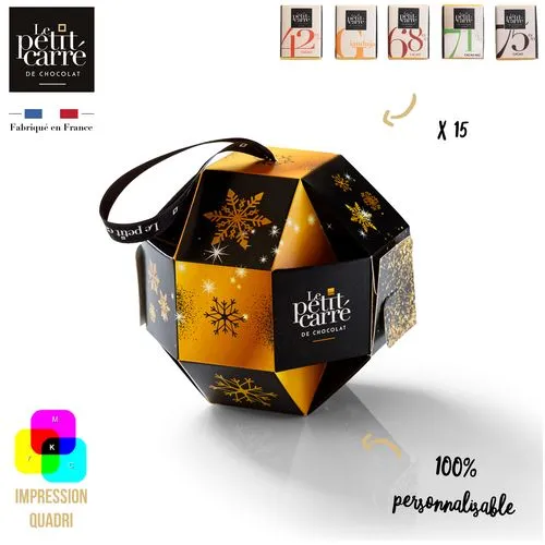 Boule de Noël Personnalisable 11 cm avec Chocolats Assortis - 75g