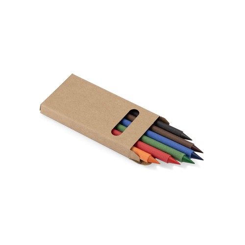 Crayons de cire 6 couleurs personnalisables - Boîte carton fenêtre