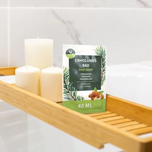 Sachet Bain Détente Pin-Cèdre 40ml Personnalisable - Cadeau Bien-Être