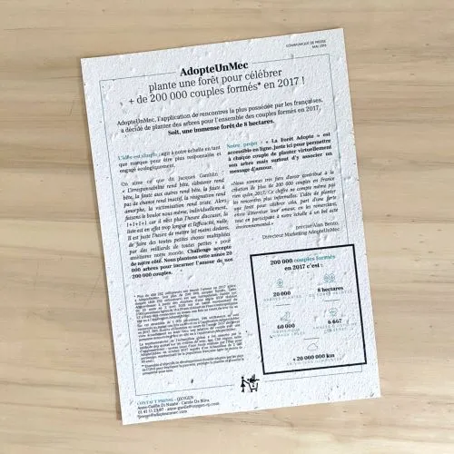 Dossier de Presse A4 Ensemencé Personnalisé - Papier Écologique