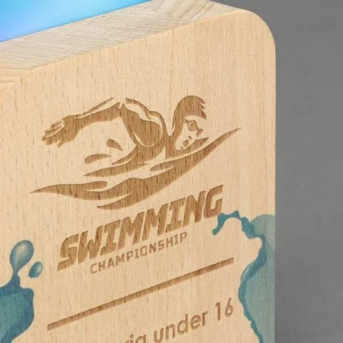 Trophée Plexiglass et Bois Personnalisable - Gravure Premium