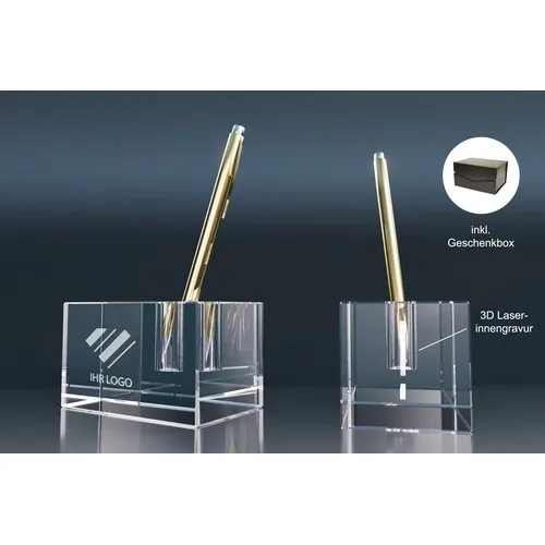 Porte-stylo en cristal optique personnalisable - Gravure laser 3D