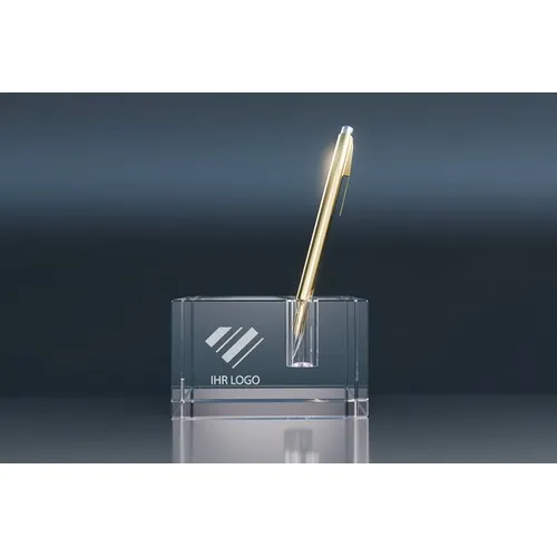 Porte-stylo en cristal optique personnalisable - Gravure laser 3D