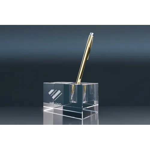 Porte-stylo en cristal optique personnalisable - Gravure laser 3D