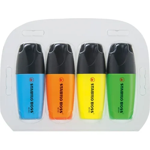 Set de 4 Surligneurs Mini Format Personnalisables - Étui Carton