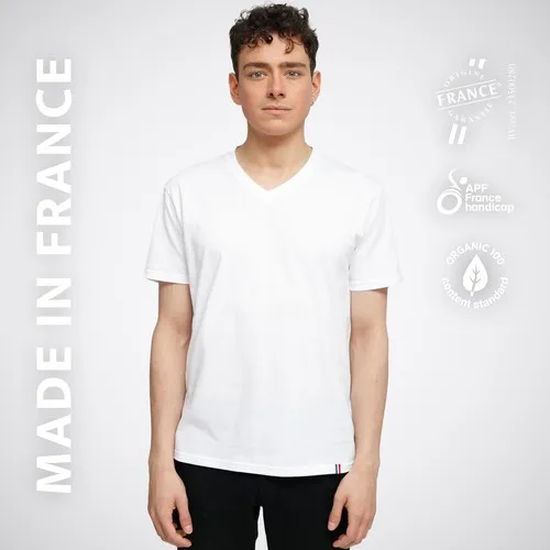 T-Shirt Col V Homme en Coton Bio Personnalisable
