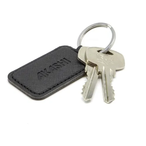 PORTE-CLE EN SIMILI-CUIR NOIR GRAINE - MADE IN EUROPE