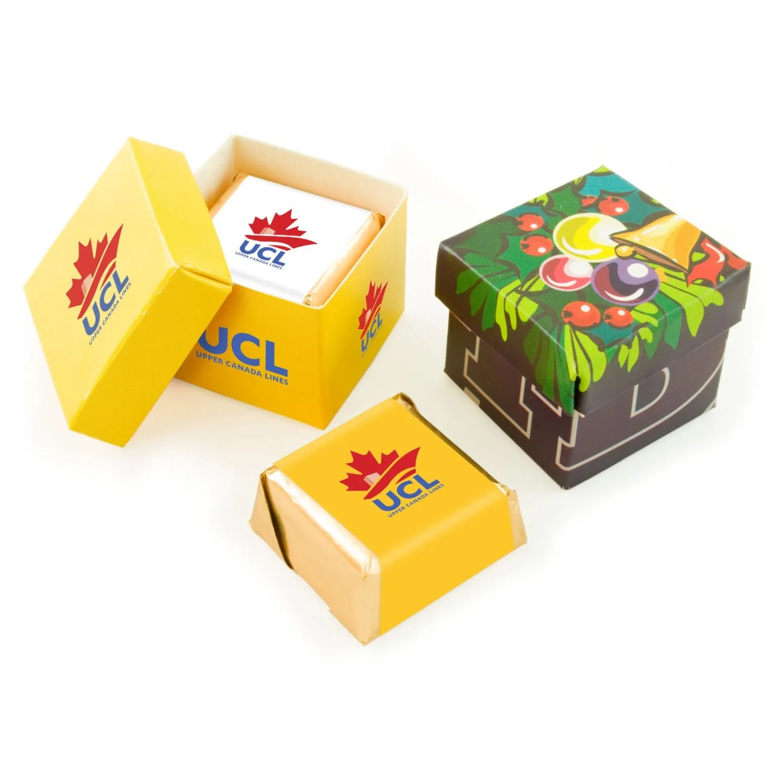 Chocolats de première classe dans des boîtes à cadeaux