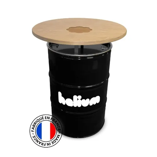 Table Haute Baril 200L Noir - Plateau Bois Personnalisable