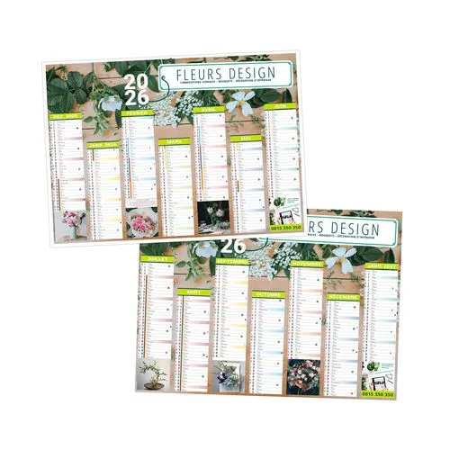 CALENDRIERS BANCAIRES CREATION 2026 - MIDI 430 x 335 mm - LEGER 400G - IMPRESSION RECTO SEUL - 1 TROU EN TETE