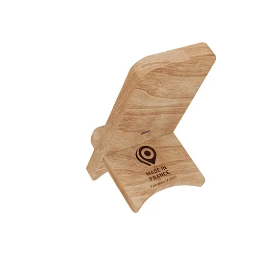 Chargeur Induction 10W Made in France Bois de Chêne - Logo Lumineux