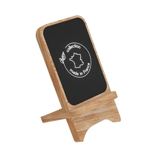 Chargeur Induction 10W Made in France Bois de Chêne - Logo Lumineux