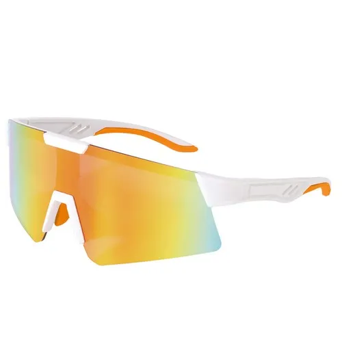 Lunettes de Soleil Sport UV400 Personnalisables - Blanc/Orange