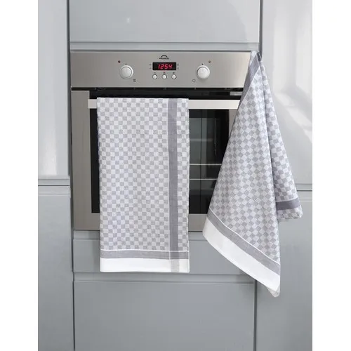 Torchon à carreaux gris et blanc personnalisable par sérigraphie
