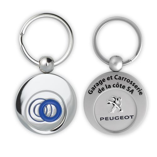 Porte-clés jeton de caddie personnalisable en zamac nickelé