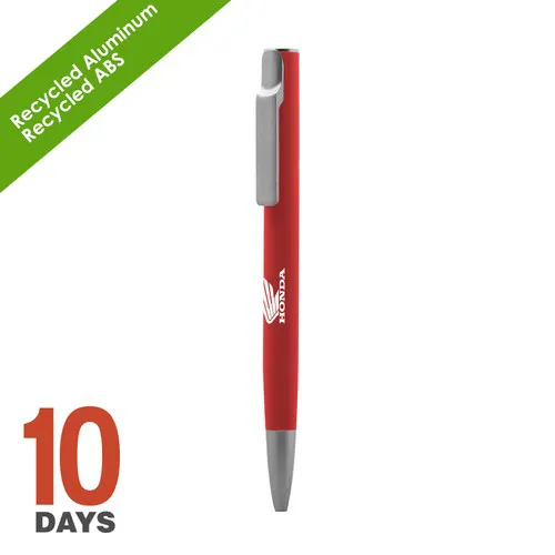 Stylo à bille en aluminium recyclé AIIE avec porte-bille en caoutchouc rouge