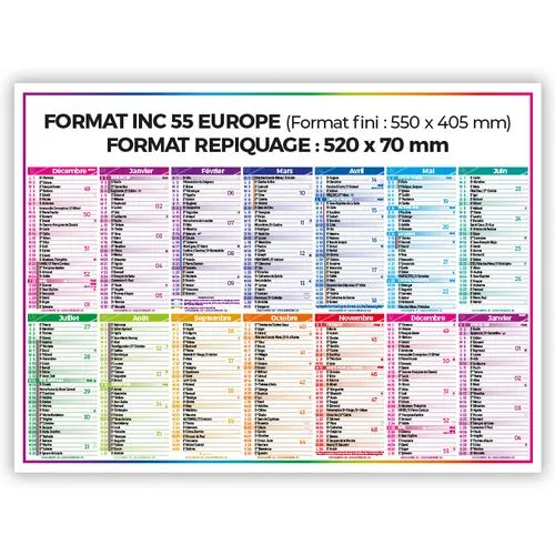 Calendrier Bancaire Europe 2026 Personnalisable - Format XXL 55x40 cm