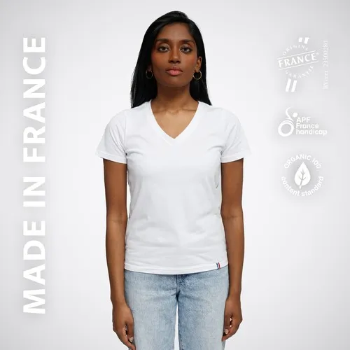 T-Shirt Col V Femme en Coton Bio Personnalisable