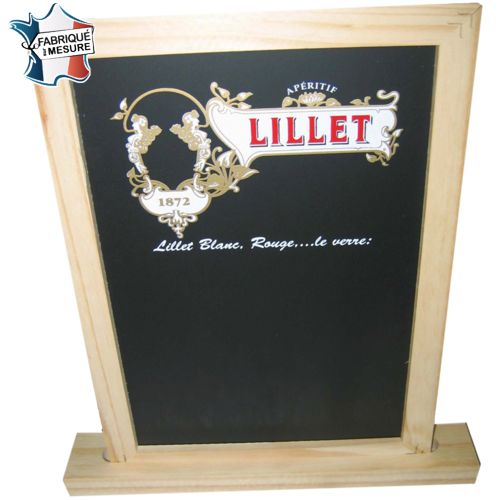 Ardoise de table personnalisée avec cadre et socle pour restaurant