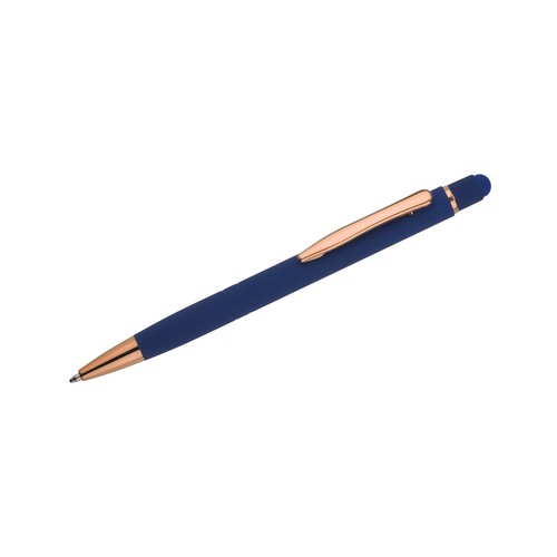 Stylo à bille aluminium soft touch personnalisable - Bleu marine