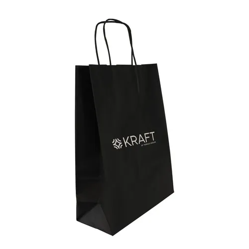Sac papier kraft noir avec anses torsadées personnalisable