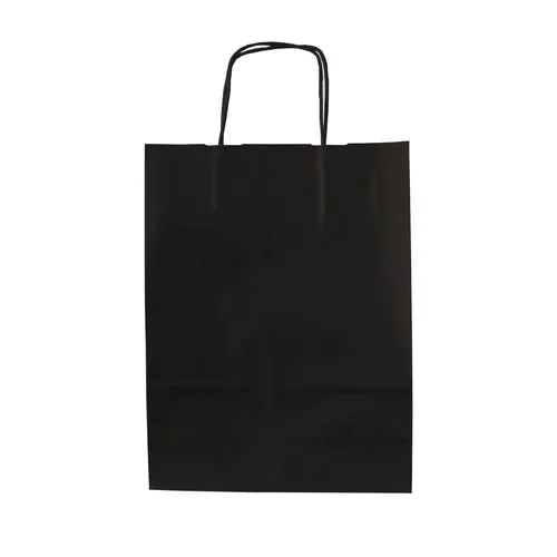 Sac papier kraft noir avec anses torsadées personnalisable