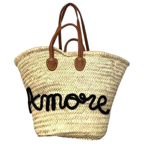 Panier Palmier Artisanal Double Anses - 30x58x32 cm Personnalisable