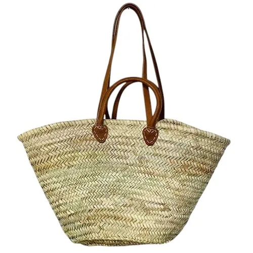 Panier Palmier Artisanal Double Anses - 30x58x32 cm Personnalisable