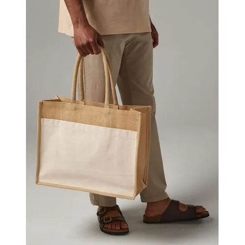 Sac Cabas Jute Naturel avec Poche Coton Personnalisable