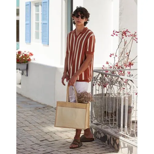 Sac Cabas Jute Naturel avec Poche Coton Personnalisable