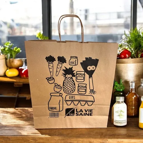 PAPIER KRAFT BRUN  POIGNEE TORSADEE - MODELE SHOPPING